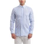 Niebieskie Koszule w prążki męskie w paski w stylu casual marki ASPESI w rozmiarze L 