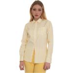 Żółte Koszule w prążki damskie w paski eleganckie bawełniane marki Max Mara w rozmiarze L 