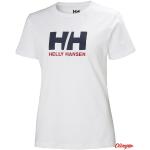 Przecenione Białe Koszulki damskie z krótkimi rękawami eleganckie bawełniane marki Helly Hansen w rozmiarze M 