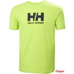 Przecenione Limonkowe Koszulki męskie z krótkimi rękawami eleganckie bawełniane marki Helly Hansen w rozmiarze M 