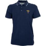 Niebieskie Koszulki polo męskie w stylu wojskowym bawełniane marki AERONAUTICA MILITARE w rozmiarze M 