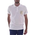 Białe Koszulki z nadrukiem męskie do prania w pralce z motywem tygrysów z krótkimi rękawami z poliestru marki CLASS by Roberto Cavalli w rozmiarze S 