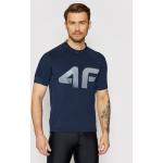 Granatowe Koszulki sportowe męskie z krótkimi rękawami marki 4F 