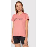 Przecenione Różowe Koszulki sportowe damskie z krótkimi rękawami marki Asics w rozmiarze XS 