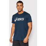 Przecenione Granatowe Koszulki sportowe męskie z krótkimi rękawami marki Asics w rozmiarze M 