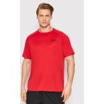 Przecenione Czerwone Koszulki sportowe męskie z krótkimi rękawami marki Under Armour w rozmiarze L 