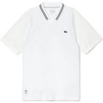 Białe Koszulki do tenisa pikowane w stylu wojskowym marki Lacoste w rozmiarze L 
