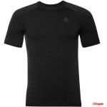 Przecenione Czarne Koszulki termoaktywne z krótkim rękawem męskie z krótkimi rękawami sportowe na zimę marki Odlo Crew w rozmiarze S 