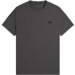 Srebrne Koszulki z nadrukiem męskie do prania w pralce z krótkimi rękawami bawełniane marki Fred Perry w rozmiarze XL 