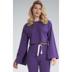 Fioletowe Bluzy sportowe damskie sportowe z elastanu marki Figl w rozmiarze S 