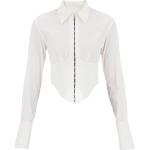 Białe Bluzki gorsety damskie w paski z klasycznym kołnierzykiem marki Dion Lee 