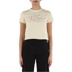 Koszulki z nadrukiem damskie z krótkimi rękawami w stylu casual dżinsowe z okrągłym dekoltem marki Calvin Klein Jeans w rozmiarze L 