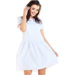 Białe Krótkie sukienki damskie z krótkimi rękawami w stylu minimal marki awama w rozmiarze XL 