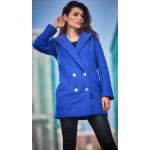 Niebieskie Płaszcze dwurzędowe damskie marki awama w rozmiarze XL 