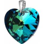 Kryształy Duży Wisiorek Serce Bermuda Blue Srebro