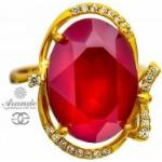 Kryształy przepiękny pierścionek ROYAL RED GOLD ZŁOTE SREBRO