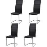 Czarne Krzesła konferencyjne tapicerowane gładkie - 4 sztuki w nowoczesnym stylu ze skóry syntetycznej 