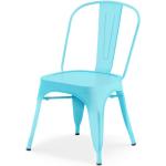 Przecenione Niebieskie Krzesła stylowe w nowoczesnym stylu metalowe 