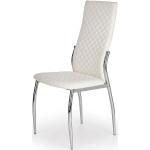 Srebrne Krzesła do jadalni tapicerowane pikowane w nowoczesnym stylu ze skóry syntetycznej marki Profeos.eu 
