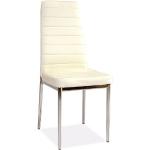 Srebrne Krzesła do jadalni tapicerowane w nowoczesnym stylu ze skóry syntetycznej marki Signal Meble 