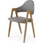 Popielate Krzesła z podłokietnikami tapicerowane ze skóry syntetycznej marki ELIOR 