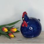 Ciemnoniebieskie Dekoracje  wielkanocne z motywem kur ceramiczne 