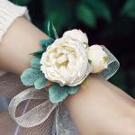 Różowe Bransoletki damskie ręcznie robione z motywem kwiatów romantyczne dla gości weselnych 