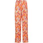 Pomarańczowe Szerokie spodnie z motywem kwiatów z poliestru marki Msgm w rozmiarze S 