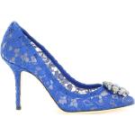 Niebieskie Szpilki damskie z kamieniami eleganckie marki Dolce & Gabbana w rozmiarze 37 