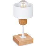 Białe Lampy stołowe z kloszem w stylu skandynawskim bukowe - gwint żarówki: E27 