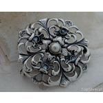 LANIA - srebrna broszka akwamaryny i perła