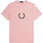 Różowe Koszulki męskie z krótkimi rękawami bawełniane marki Fred Perry Laurel Wreath w rozmiarze XL 