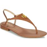 Przecenione Brązowe Sandały skórzane damskie w stylu casual na lato marki Ralph Lauren w rozmiarze 36 - wysokość obcasa do 3cm 