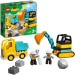 Ciężarówki zabawkowe marki Lego Duplo o tematyce budowy 