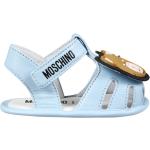 Błękitne Sandały skórzane dla dzieci Rzepy eleganckie na lato marki MOSCHINO w rozmiarze 18 
