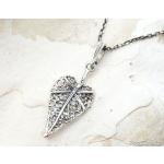 liść serce - srebrny wisiorek