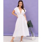 Białe Sukienki z kieszeniami damskie w stylu casual na lato w rozmiarze XL 