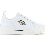 Białe Sneakersy sznurowane damskie gładkie eleganckie z gładkiej skóry marki MOSCHINO 