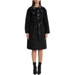 Czarne Płaszcze z paskiem damskie z poliestru na jesień marki Guess w rozmiarze XL 