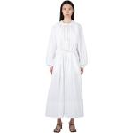 Białe Sukienki wiązane na szyi damskie do prania w pralce bawełniane z okrągłym dekoltem maxi marki JIL SANDER w rozmiarze S 
