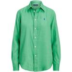 Zielone Bluzki koszulowe damskie haftowane w stylu casual z lnu marki POLO RALPH LAUREN Big & Tall w rozmiarze XL 