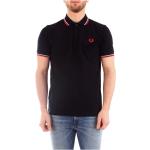 Czarne Koszulki polo męskie z krótkimi rękawami bawełniane marki Fred Perry w rozmiarze S 