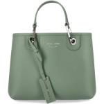 Zielone Shopper bags damskie z odpinanym paskiem eleganckie marki Emporio Armani 