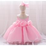 Różowe Sukienki dziecięce letnie dla dziewczynek do prania ręcznego eleganckie tiulowe - wiek: 0-6 miesięcy 