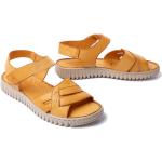 Żółte Sandały skórzane damskie Rzepy na lato marki Manitu w rozmiarze 40 