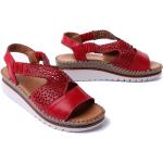 Czerwone Sandały na koturnie damskie na lato marki Manitu w rozmiarze 40 - wysokość obcasa od 5cm do 7cm 