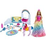 Lalki księżniczki z motywem jednorożców marki Mattel Barbie o tematyce koni i stajni 