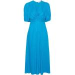 Niebieskie Sukienki na zamek damskie z dekoltem w serek maxi na wesele marki Diane von Fürstenberg w rozmiarze S 