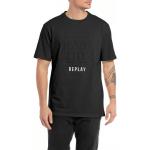 Beżowe Koszulki męskie z krótkimi rękawami bawełniane marki Replay w rozmiarze XL 