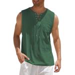 Brązowe Koszulki na ramiączkach męskie do prania ręcznego bez rękawów bawełniane z dekoltem w serek w rozmiarze XL 